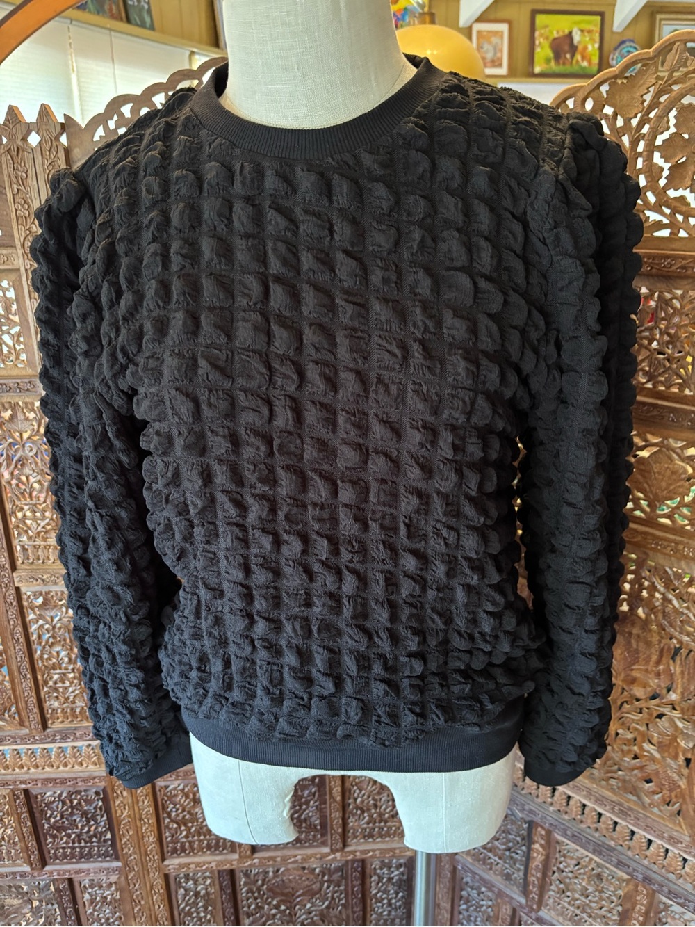 JODIFL Black Bubble Knit Pullover